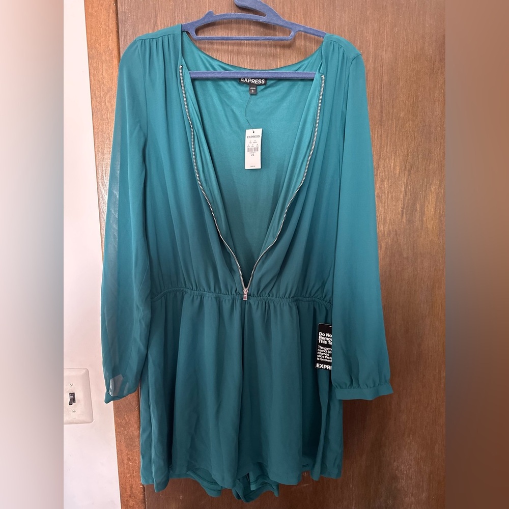 Express dark green long-sleeve romper - Size Large - Never Worn!